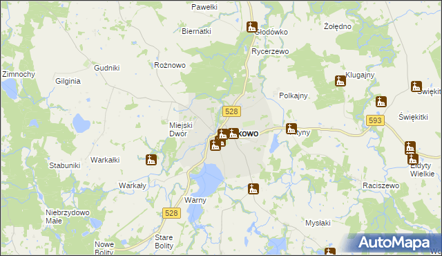 mapa Miłakowo, Miłakowo na mapie Targeo