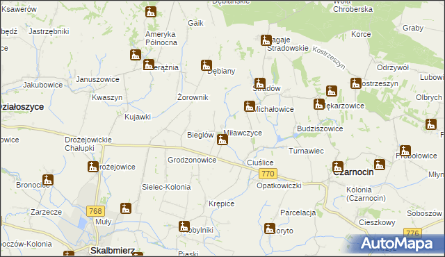 mapa Miławczyce, Miławczyce na mapie Targeo