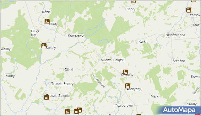 mapa Milewo-Gałązki, Milewo-Gałązki na mapie Targeo