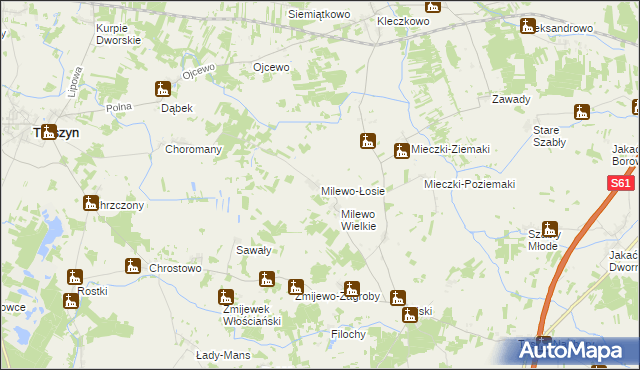 mapa Milewo-Łosie, Milewo-Łosie na mapie Targeo