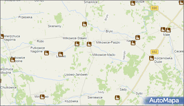 mapa Miłkowice-Maćki, Miłkowice-Maćki na mapie Targeo