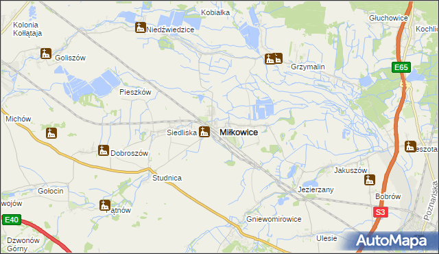 mapa Miłkowice powiat legnicki, Miłkowice powiat legnicki na mapie Targeo