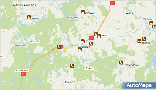 mapa Miłogórze, Miłogórze na mapie Targeo