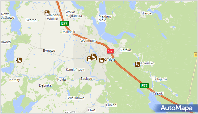 mapa Miłomłyn, Miłomłyn na mapie Targeo