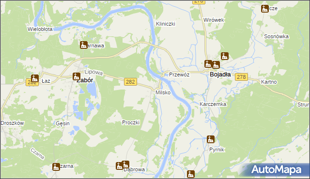 mapa Milsko, Milsko na mapie Targeo
