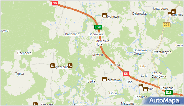 mapa Milwino, Milwino na mapie Targeo