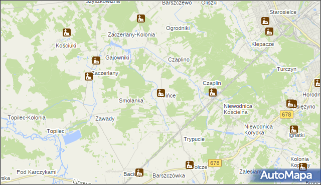 mapa Mińce, Mińce na mapie Targeo