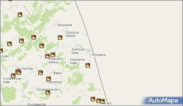 mapa Minkowce, Minkowce na mapie Targeo