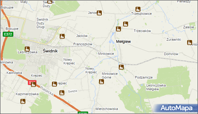 mapa Minkowice-Kolonia, Minkowice-Kolonia na mapie Targeo