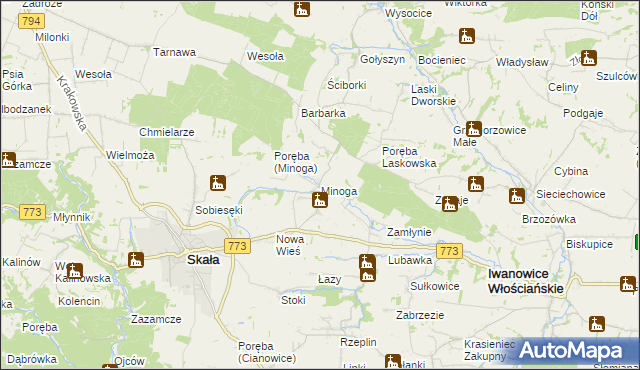 mapa Minoga, Minoga na mapie Targeo