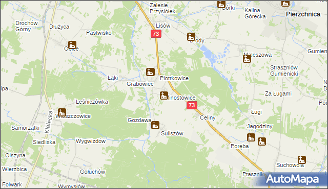 mapa Minostowice, Minostowice na mapie Targeo