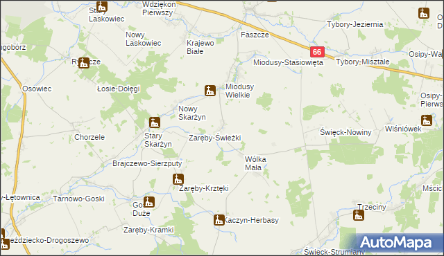 mapa Miodusy-Stok, Miodusy-Stok na mapie Targeo