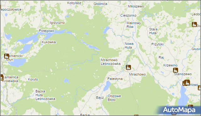 mapa Mirachowo Leśniczówka, Mirachowo Leśniczówka na mapie Targeo