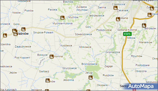 mapa Mirkowice gmina Bodzechów, Mirkowice gmina Bodzechów na mapie Targeo