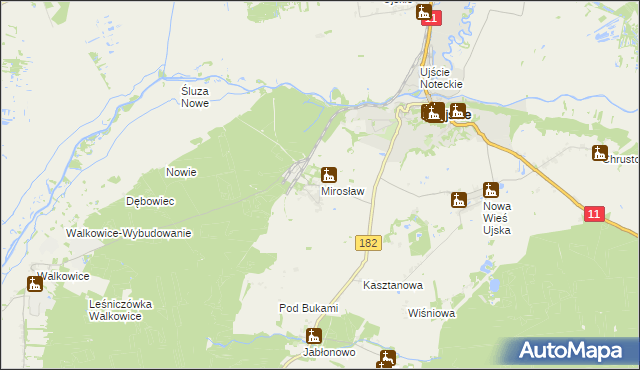 mapa Mirosław gmina Ujście, Mirosław gmina Ujście na mapie Targeo