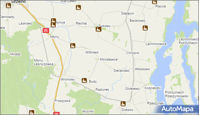 mapa Mirosławice gmina Strzelno, Mirosławice gmina Strzelno na mapie Targeo