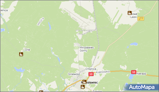 mapa Mirosławiec Górny, Mirosławiec Górny na mapie Targeo