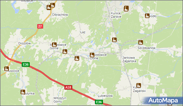 mapa Mirostowice Dolne, Mirostowice Dolne na mapie Targeo