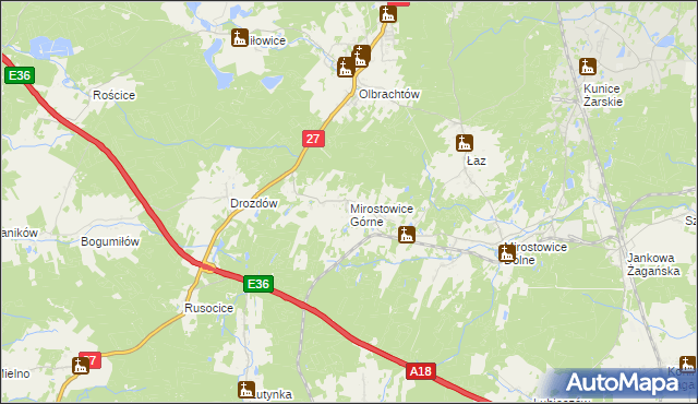 mapa Mirostowice Górne, Mirostowice Górne na mapie Targeo