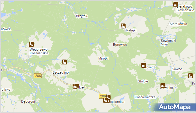 mapa Mirotki gmina Polanów, Mirotki gmina Polanów na mapie Targeo