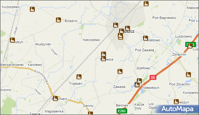 mapa Mirowice gmina Pruszcz, Mirowice gmina Pruszcz na mapie Targeo