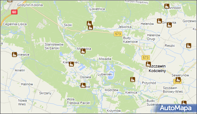 mapa Misiadla, Misiadla na mapie Targeo