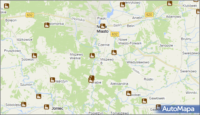 mapa Miszewo B, Miszewo B na mapie Targeo