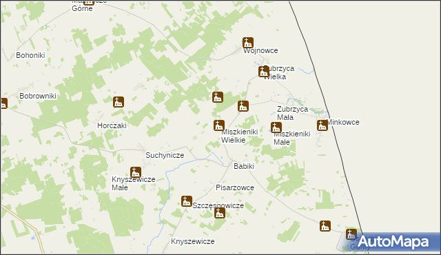 mapa Miszkieniki Wielkie, Miszkieniki Wielkie na mapie Targeo