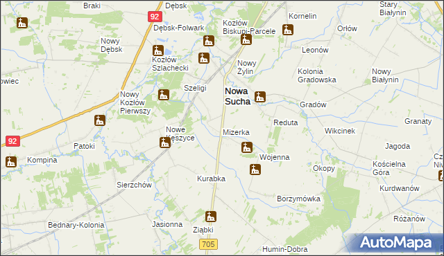 mapa Mizerka gmina Nowa Sucha, Mizerka gmina Nowa Sucha na mapie Targeo
