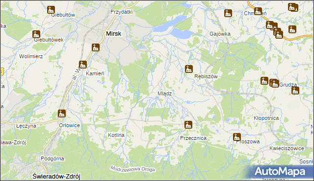 mapa Mlądz, Mlądz na mapie Targeo