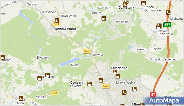 mapa Mławka, Mławka na mapie Targeo