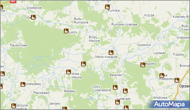 mapa Młock-Kopacze, Młock-Kopacze na mapie Targeo