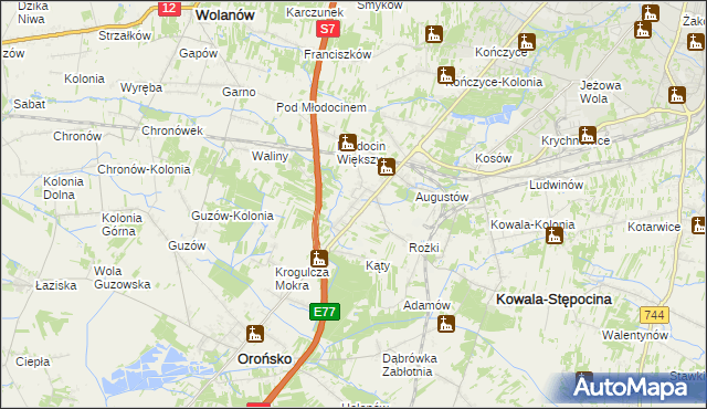 mapa Młodocin Mniejszy, Młodocin Mniejszy na mapie Targeo