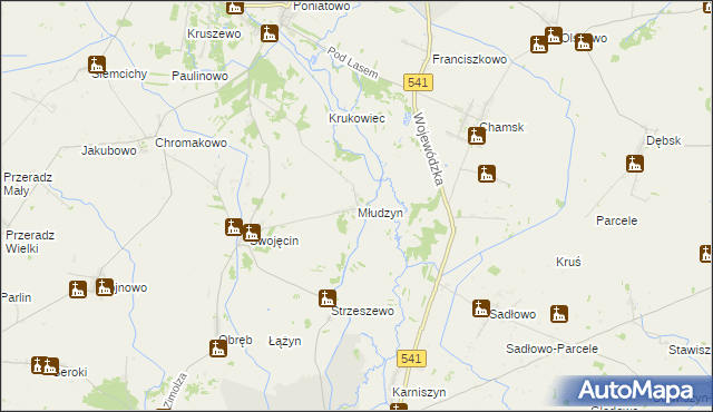 mapa Młudzyn, Młudzyn na mapie Targeo