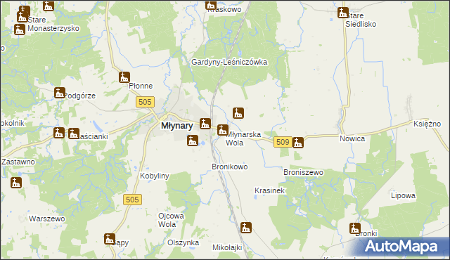 mapa Młynarska Wola, Młynarska Wola na mapie Targeo