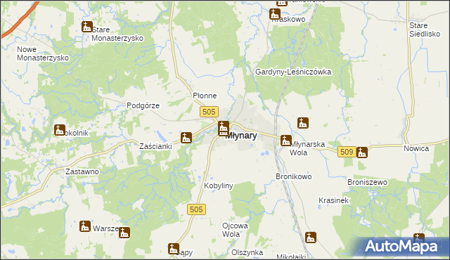 mapa Młynary powiat elbląski, Młynary powiat elbląski na mapie Targeo