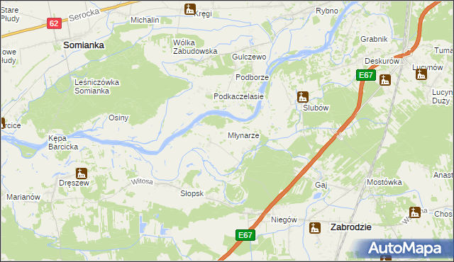 mapa Młynarze gmina Zabrodzie, Młynarze gmina Zabrodzie na mapie Targeo