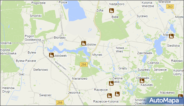 mapa Młynek gmina Sompolno, Młynek gmina Sompolno na mapie Targeo