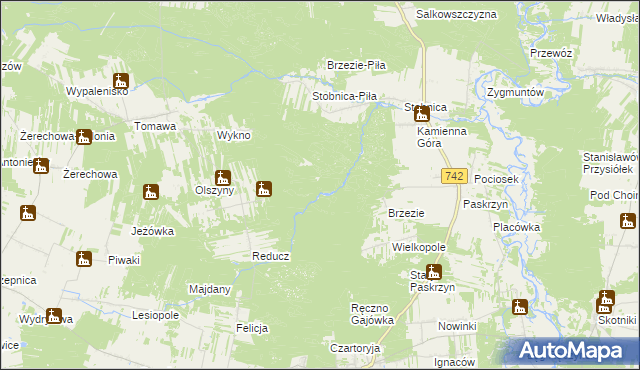 mapa Młynek Poduchowny, Młynek Poduchowny na mapie Targeo