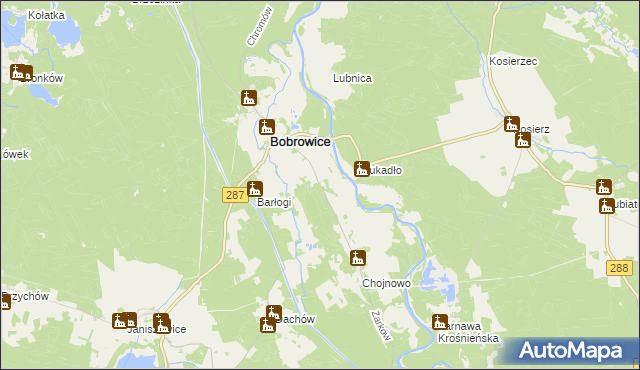 mapa Młyniec gmina Bobrowice, Młyniec gmina Bobrowice na mapie Targeo