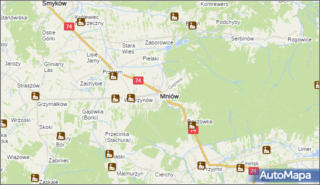 mapa Mniów, Mniów na mapie Targeo