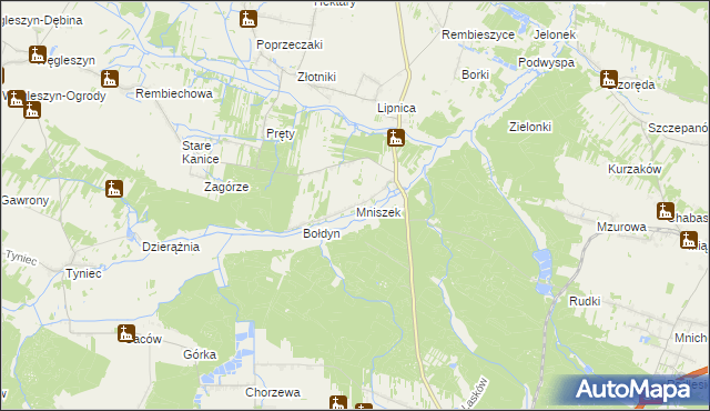 mapa Mniszek gmina Małogoszcz, Mniszek gmina Małogoszcz na mapie Targeo