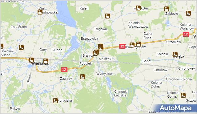 mapa Mniszek gmina Wolanów, Mniszek gmina Wolanów na mapie Targeo