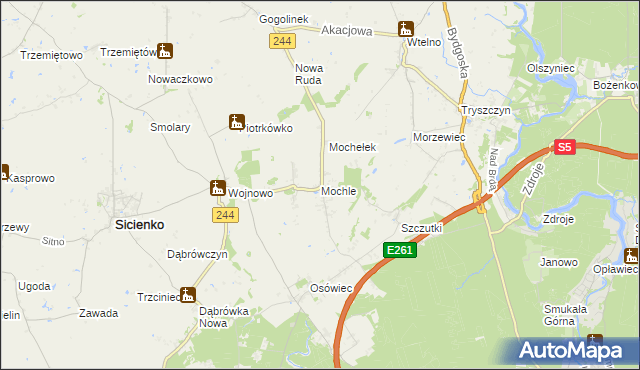 mapa Mochle, Mochle na mapie Targeo