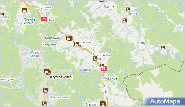 mapa Mochnaczka Niżna, Mochnaczka Niżna na mapie Targeo