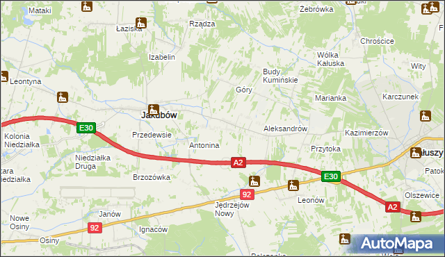 mapa Moczydła gmina Jakubów, Moczydła gmina Jakubów na mapie Targeo