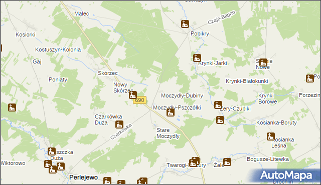 mapa Moczydły-Dubiny, Moczydły-Dubiny na mapie Targeo