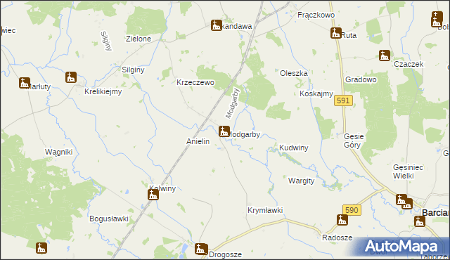 mapa Modgarby, Modgarby na mapie Targeo