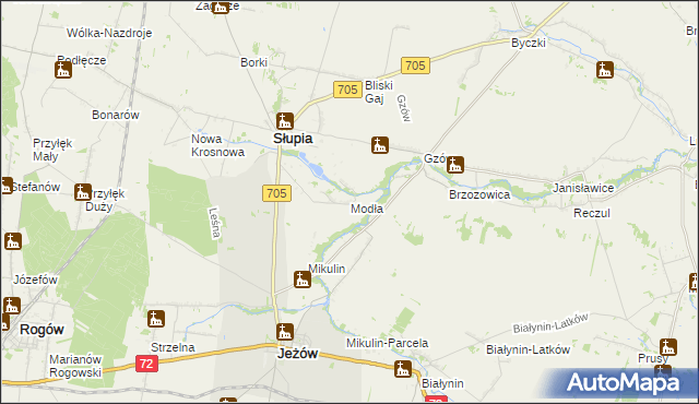 mapa Modła gmina Słupia, Modła gmina Słupia na mapie Targeo