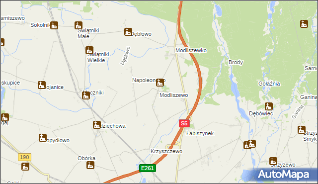mapa Modliszewo, Modliszewo na mapie Targeo